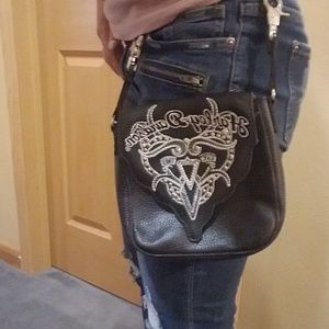 Harley Davidson black leather hip bag